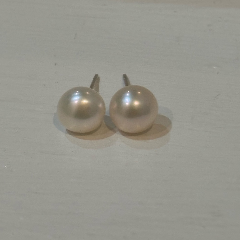 White Freshwater Pearl Earrings On Sterling Silver